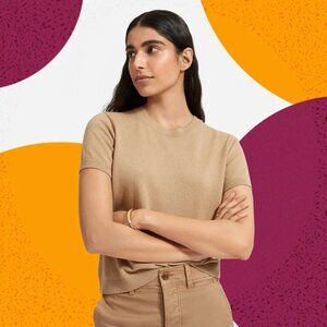 NEW Everlane Cashmere Tee Camel Size L! RARE!